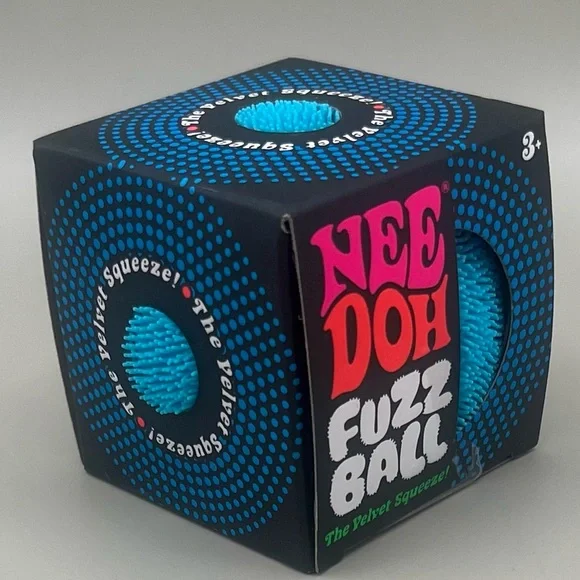 đź’™Schylling NEEDOH BLUE Fuzz Ball ~Velvet Squeeze Squishy Sensory Toy NEW - Picture 4 of 8